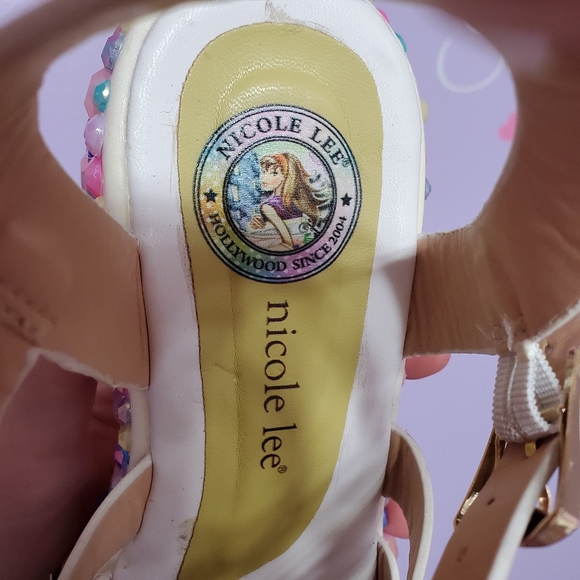 RARE Y2k Bejeweled Kawaii Pastel Nicole Lee Sandal Block Heels - Picture 9 of 10